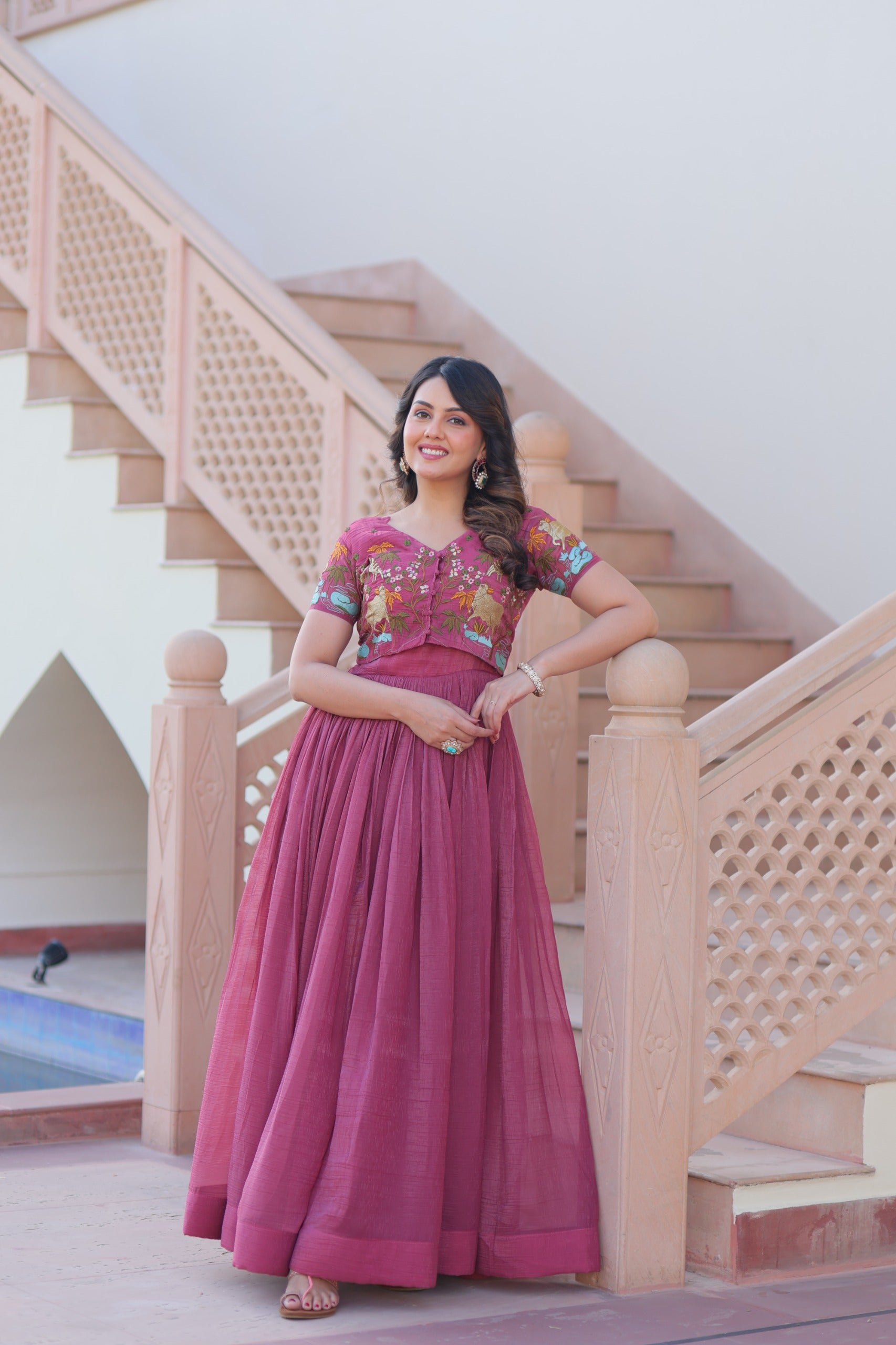 Elegant Silver Party Wear Gown Her Highness Fashion