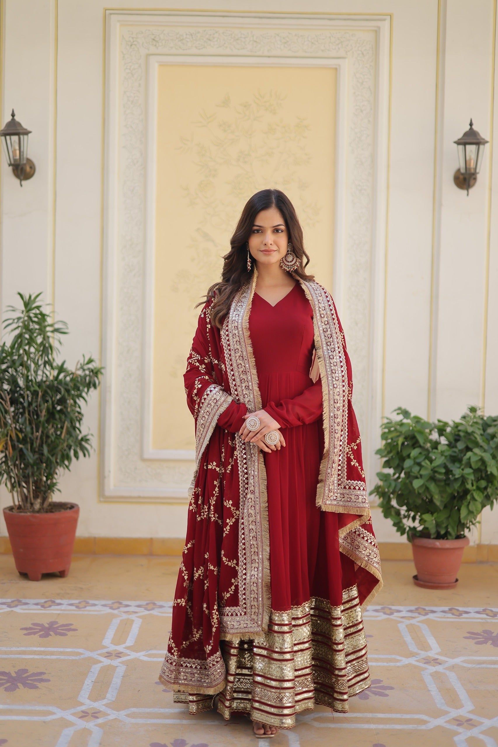 Elegant Party Wear Embroidered Gown for Women
