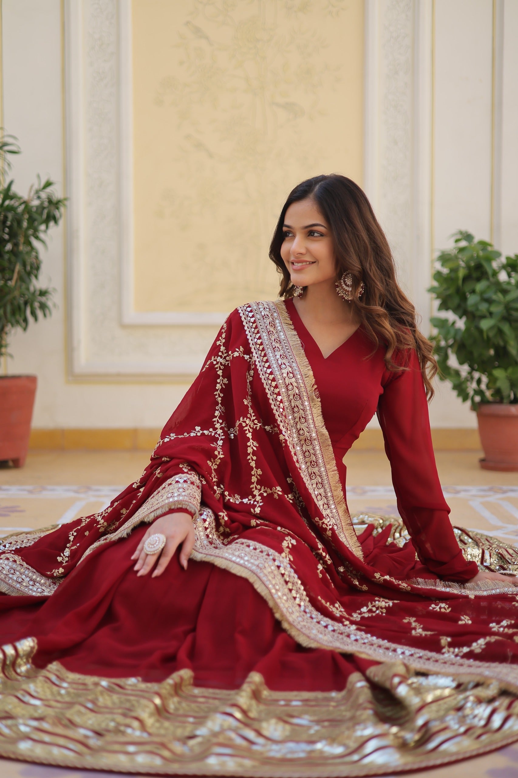 Elegant Party Wear Embroidered Gown for Women