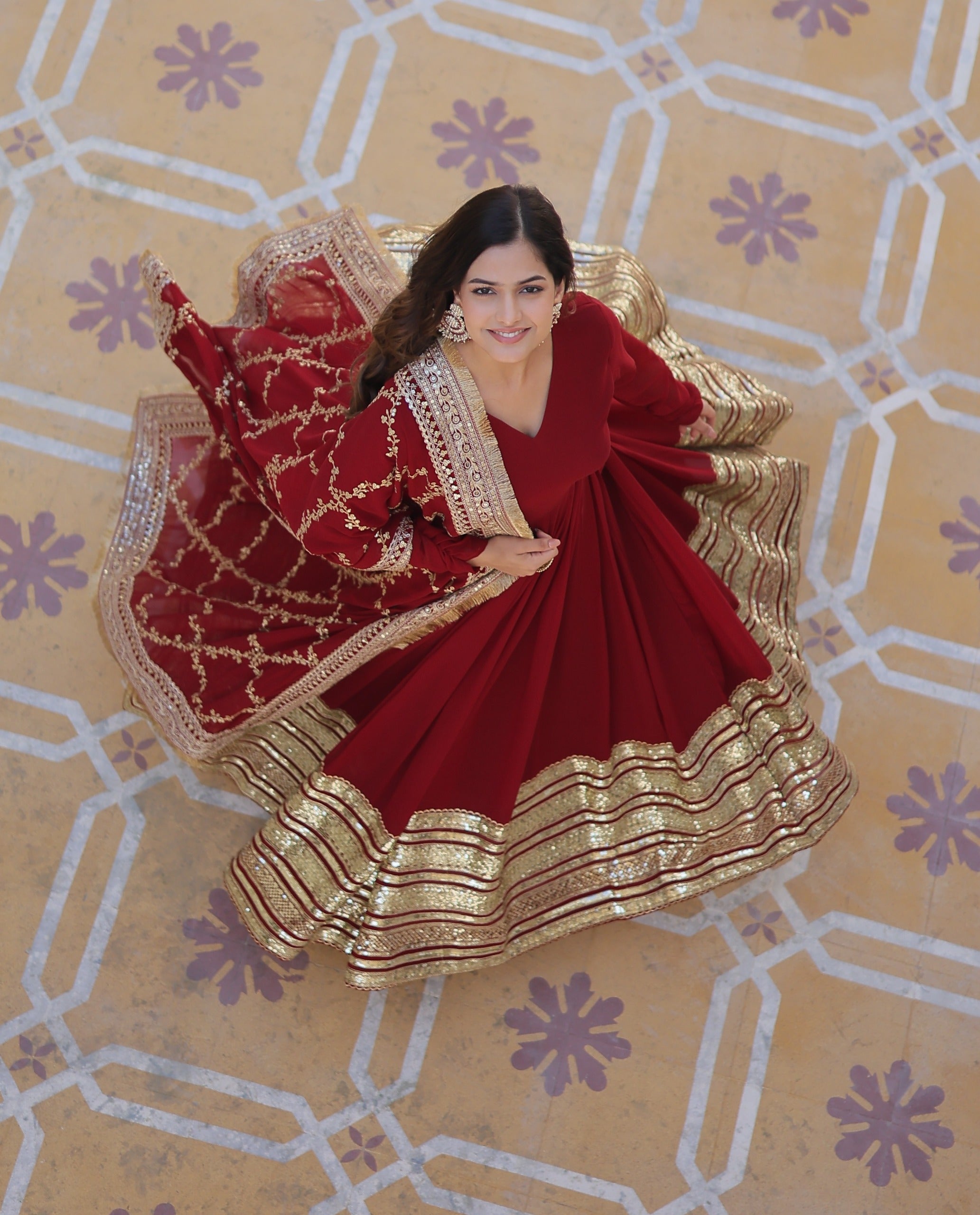 Elegant Party Wear Embroidered Gown for Women