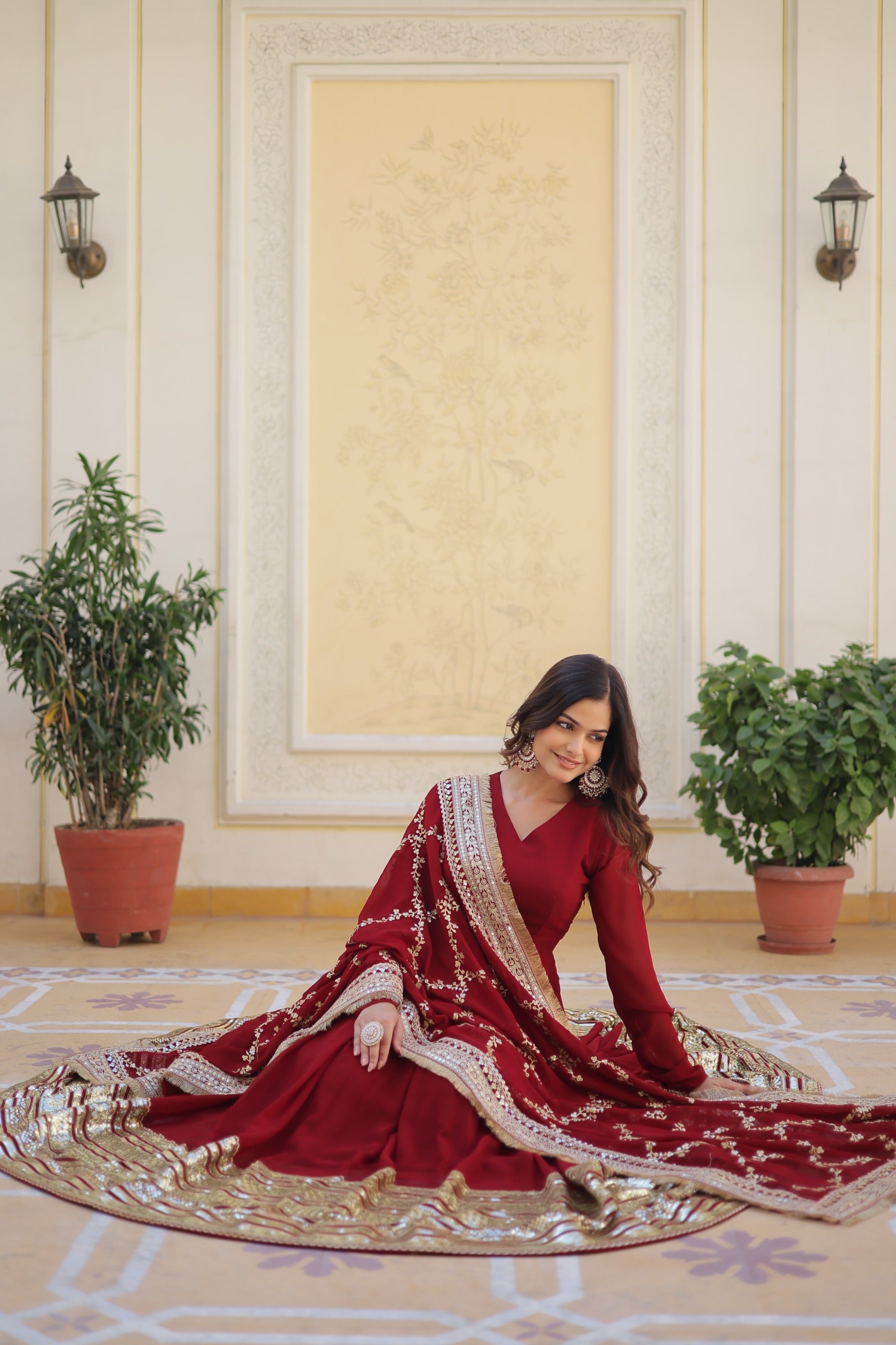 Elegant Party Wear Embroidered Gown for Women