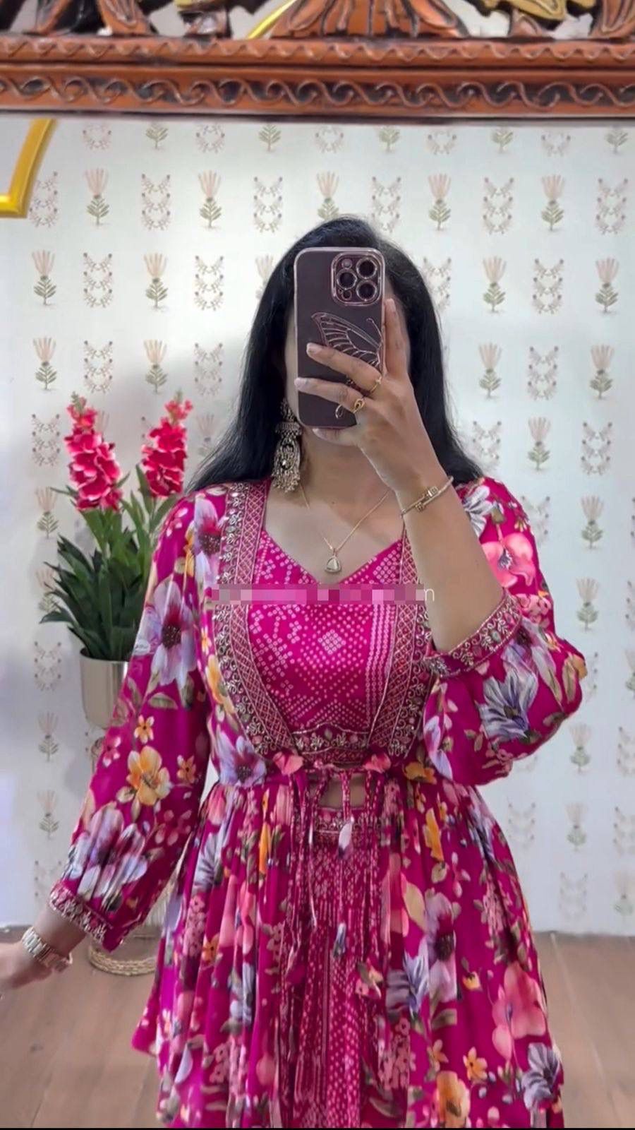 Chinon Embroidered Lehenga Set with Heavy Thread Work Shrug and Fully Stitched Top – Festive & Wedding Wear for Women