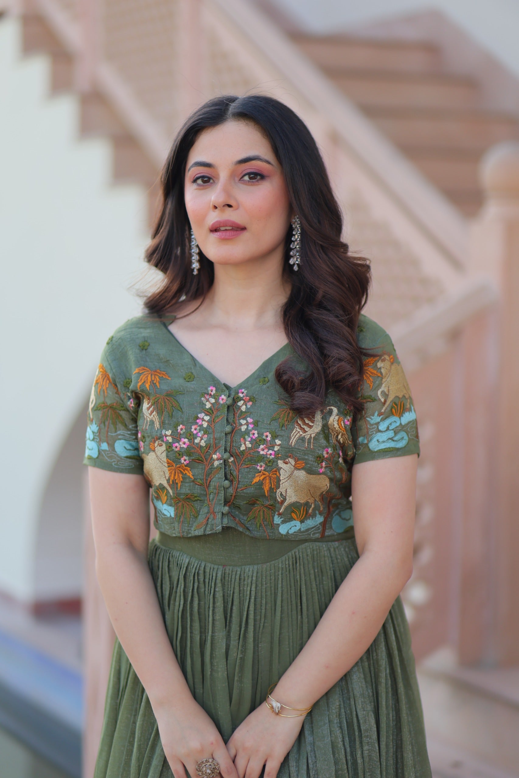 Premium silver gown set for festive and wedding wear