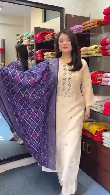 🌸 Graceful Banarasi Bandhej Suit Set ✨