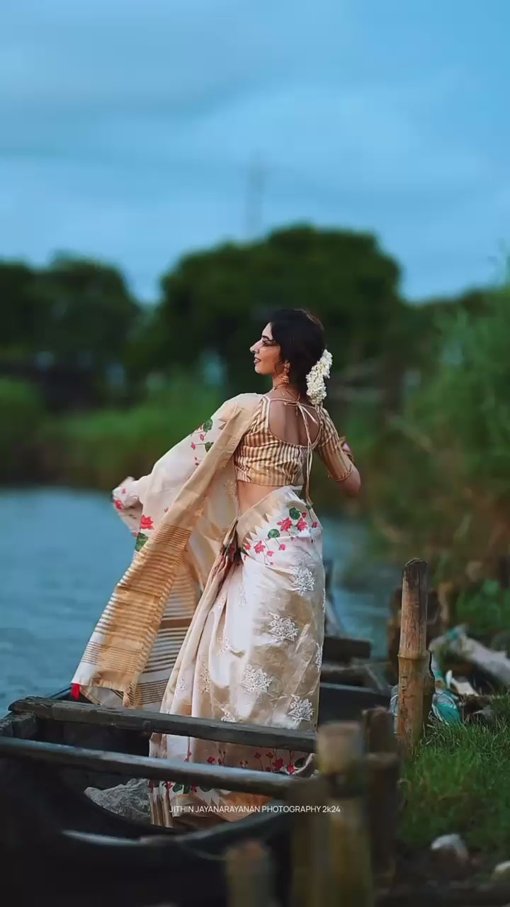 Assam Silk Saree with Zari Jacquard Border