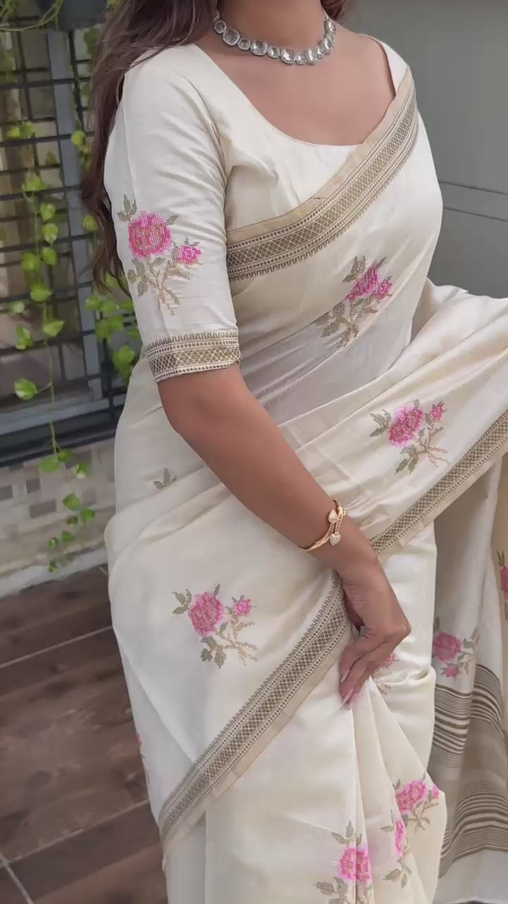 Designer Tusser Saree with Running Blouse