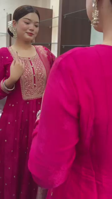 Traditional Anarkali Kurti Set for Wedding Wear