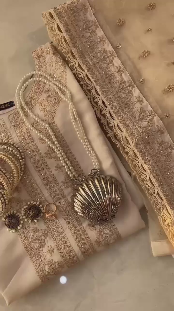 Elegant Sequin Work Roman Silk Suit – Her Highness Fashion