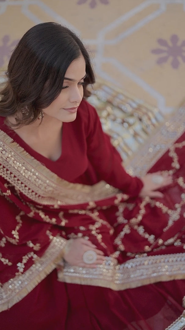 Elegant Party Wear Embroidered Gown for Women