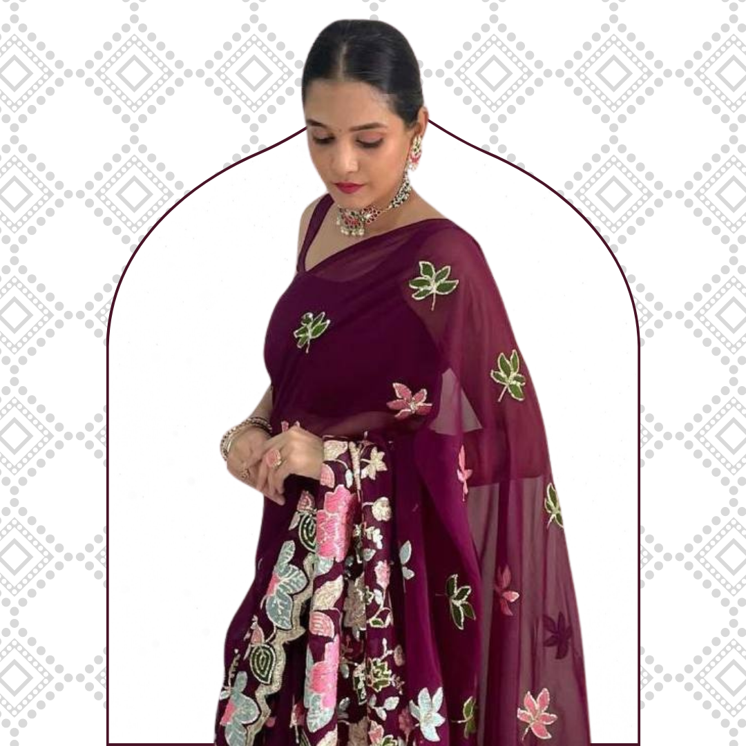 Wine Saree