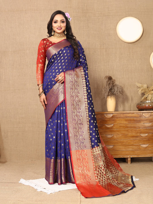 Refreshing Blue  Color Soft katan Silk Saree