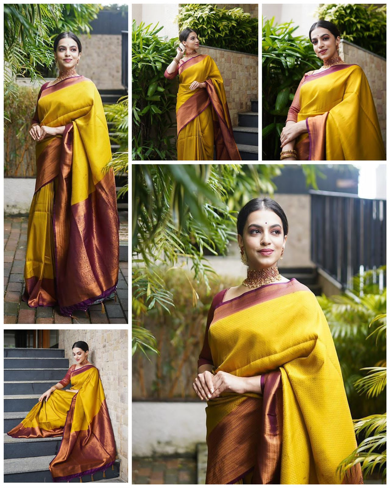 Yellow  Color Soft Lichi Silk Saree