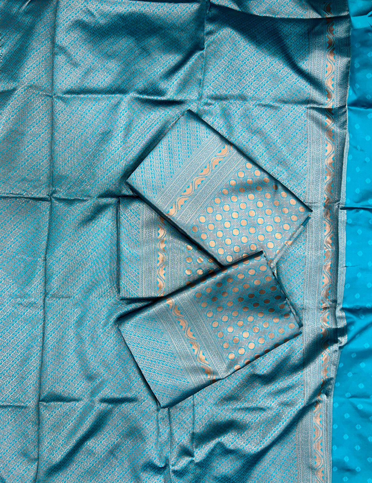 Teal  Color Soft Lichi Silk Saree