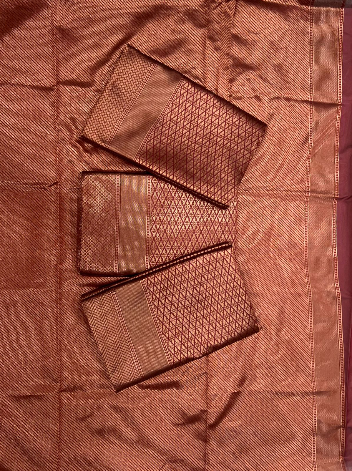 Choclate Color Soft Lichi Silk Saree