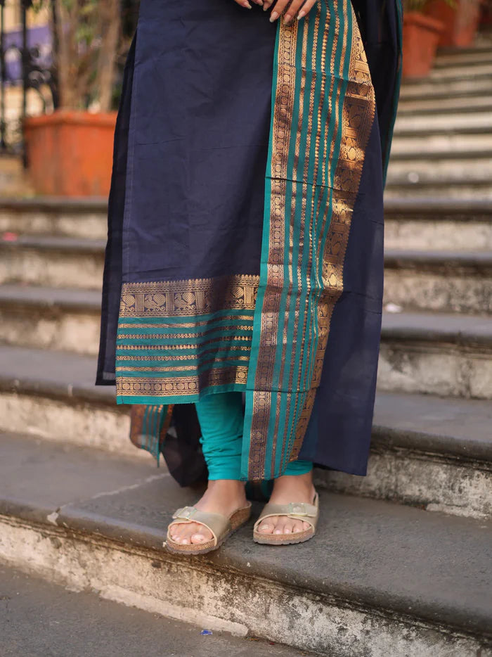 Pure Kanchi Cotton Suit Set with Dupatta and Leggings