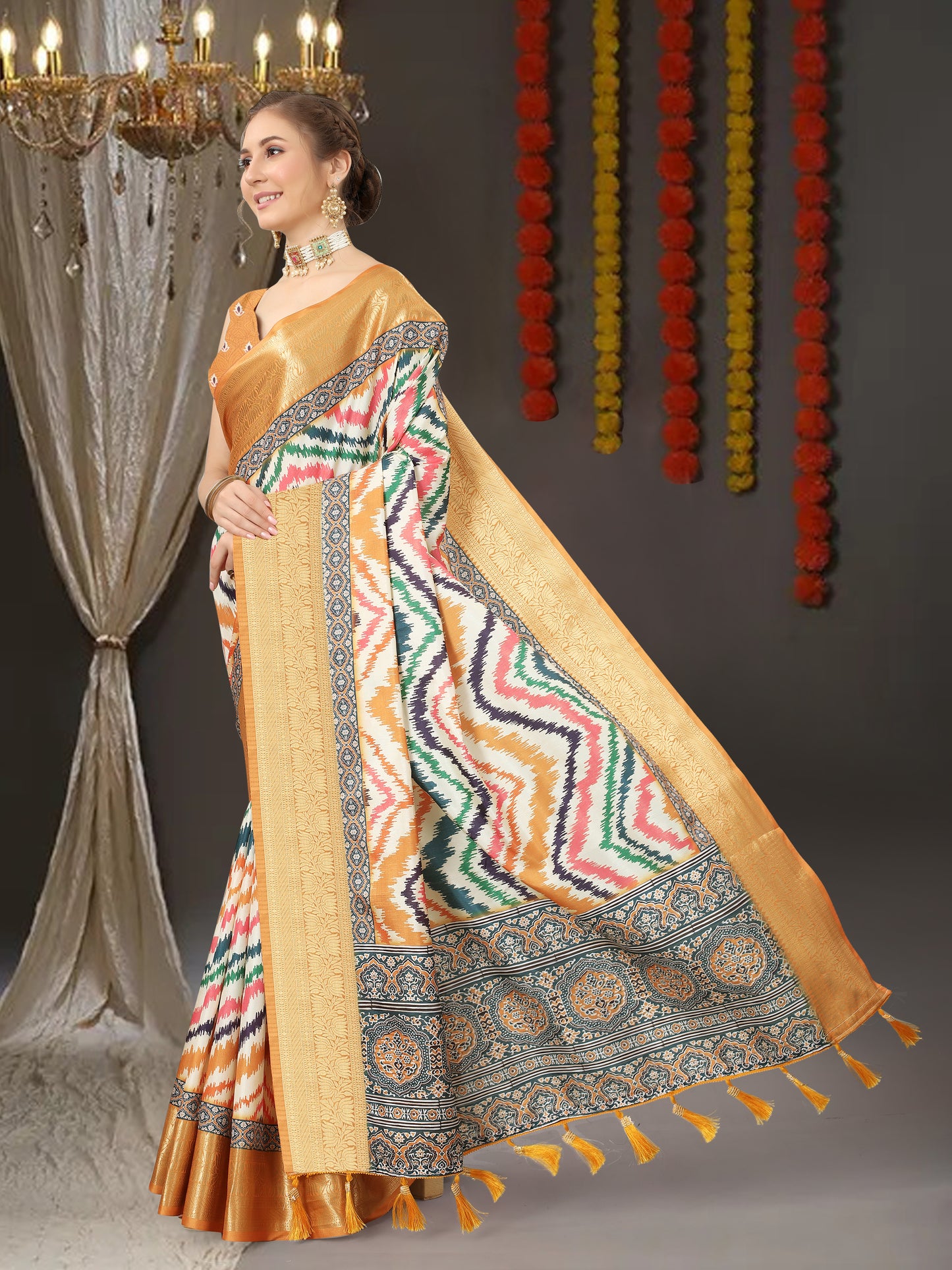 Gratifying Malti Color Soft kanjivaram  Silk Saree