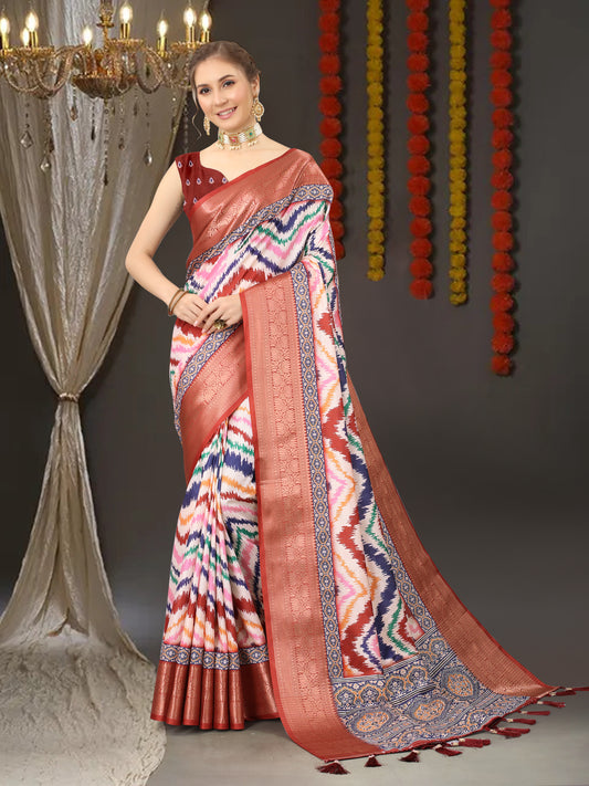 Gratifying Malti Color Soft kanjivaram  Silk Saree