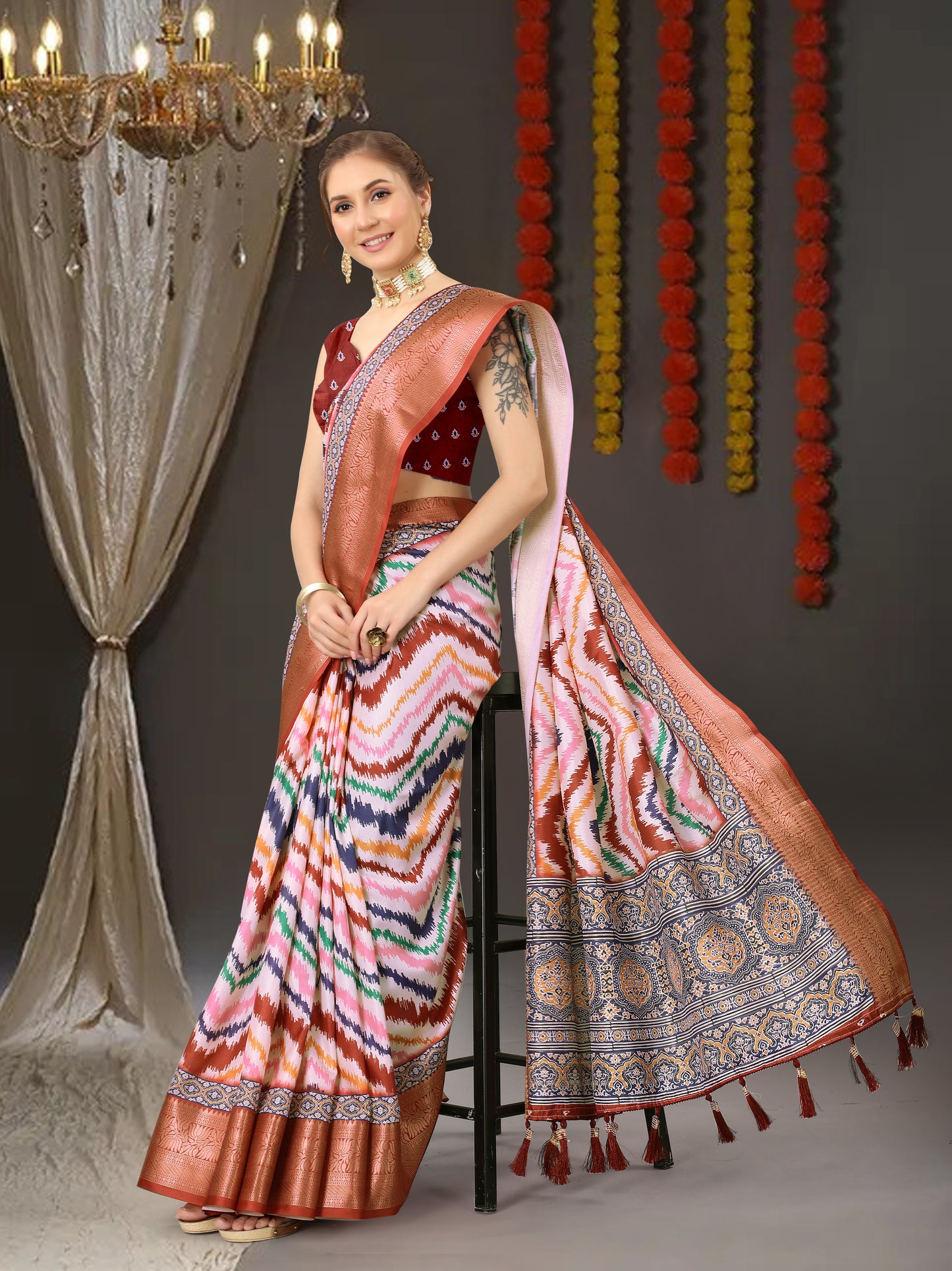 Gratifying Malti Color Soft kanjivaram  Silk Saree