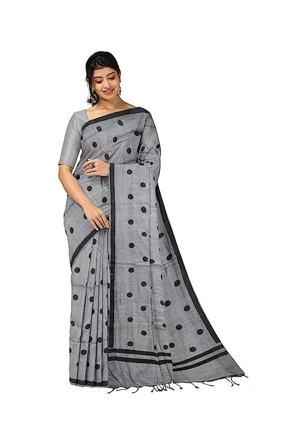 Pure Linen  Grey Color Saree with Digital Print in  Trendy Design