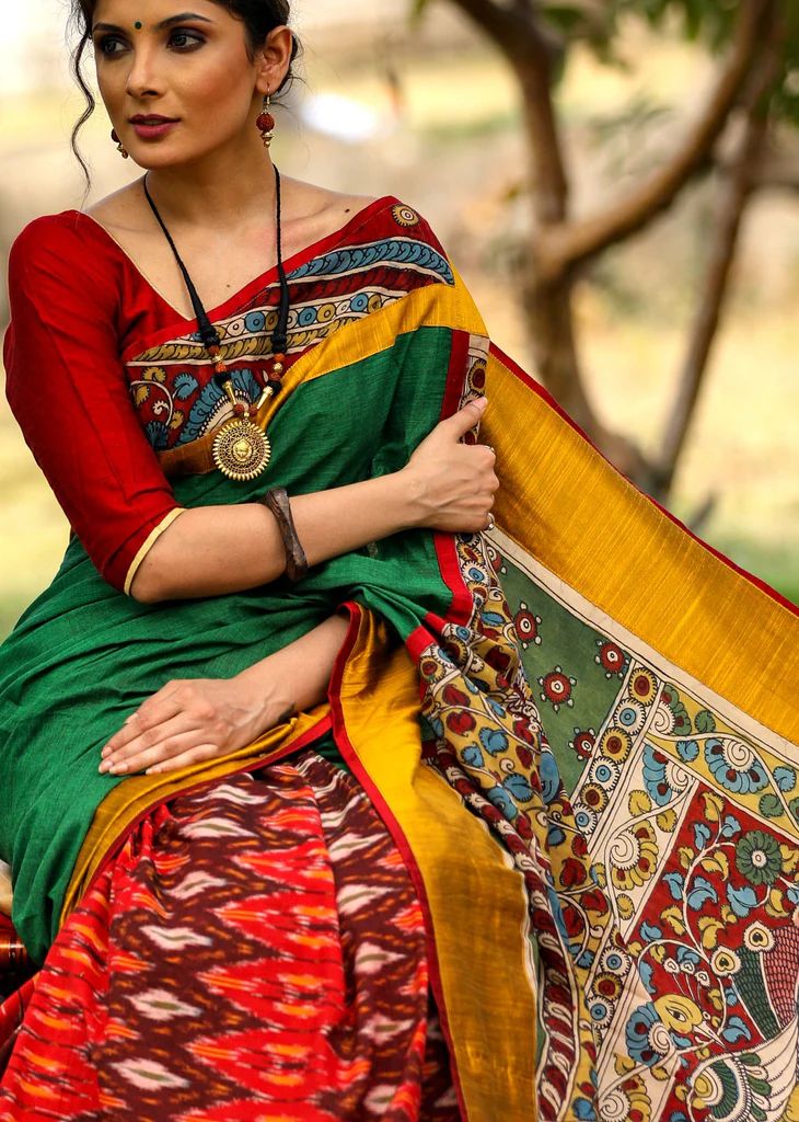 Pure Linen Malti Color Saree with Digital Print in  Trendy Design