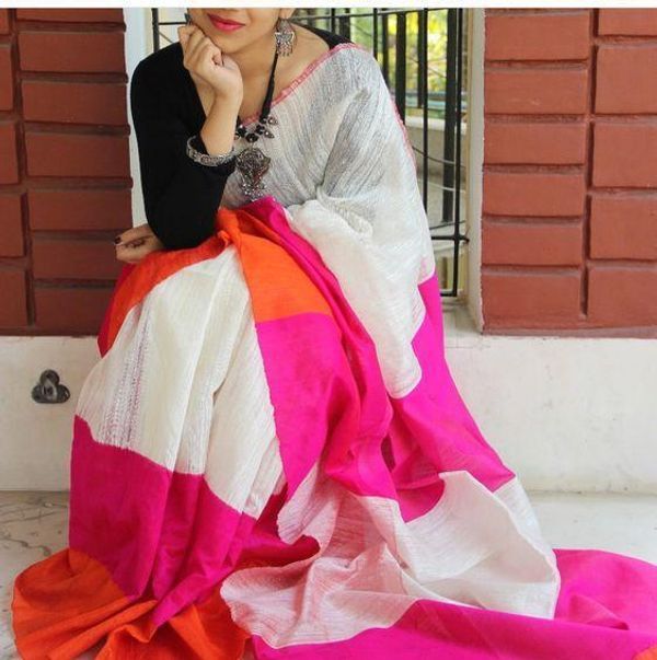 Pure Linen  Malti Color Saree with Digital Print in  Trendy Design