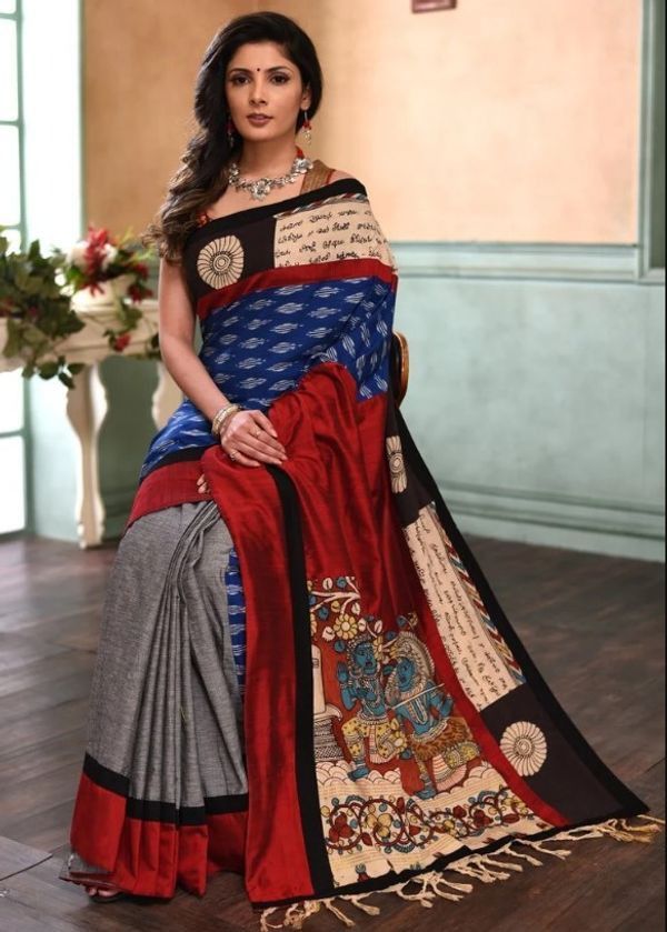 Pure Linen  Malti  Color Saree with Digital Print in  Trendy Design