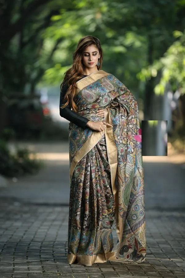 Pure Linen  Malti   Color Saree with Digital Print in  Trendy Design