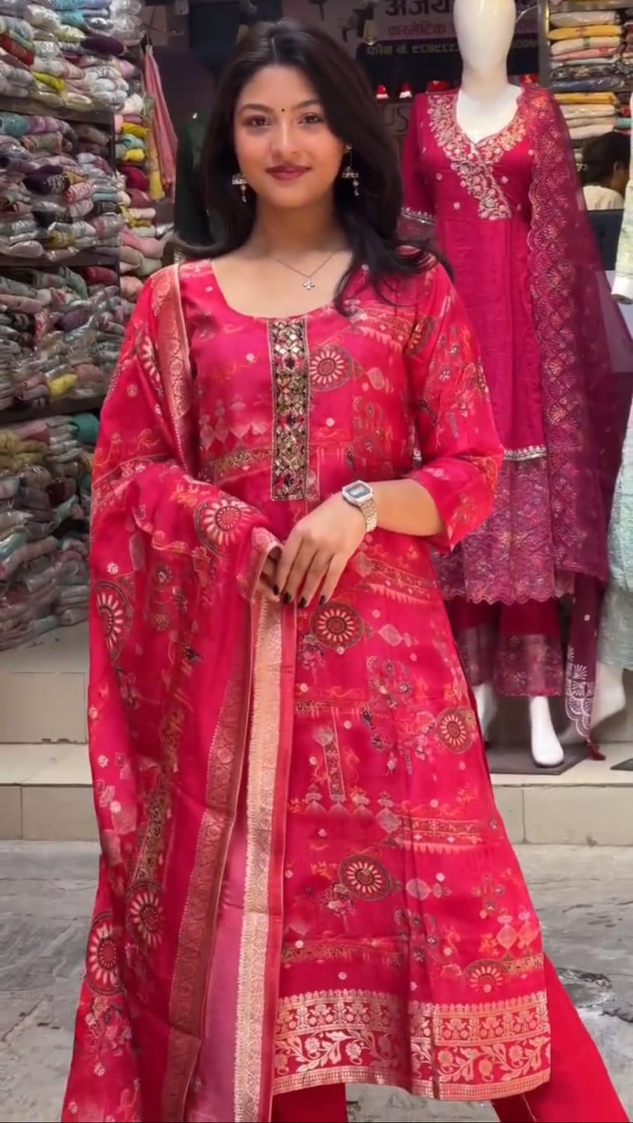 Beautiful Red Silk Zari Weaving Suit Set
