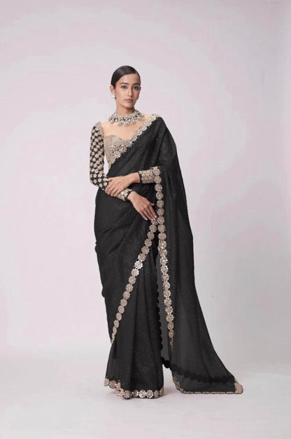 💠 “Bollywood Blockbuster Georgette Saree – Heavy Mirror Work | Party Wear Set”