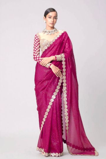 💠 “Bollywood Blockbuster Georgette Saree – Heavy Mirror Work | Party Wear Set”