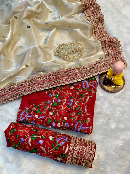 Luxury Embroidered Jimmy Choo Saree with Sequin & Dori Work