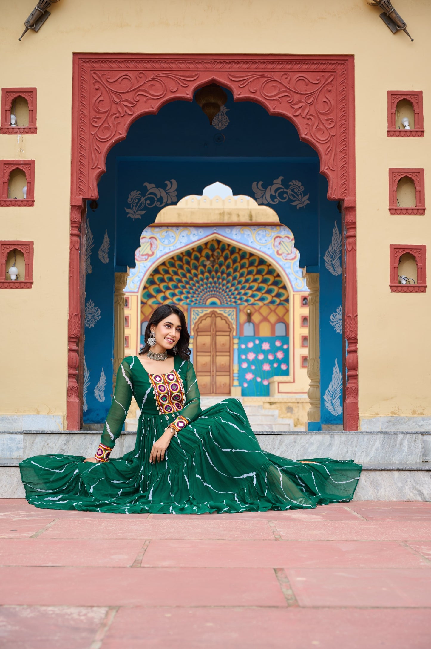✨ New Arrival – Laheriya Print Kutchi Patchwork Gown ✨