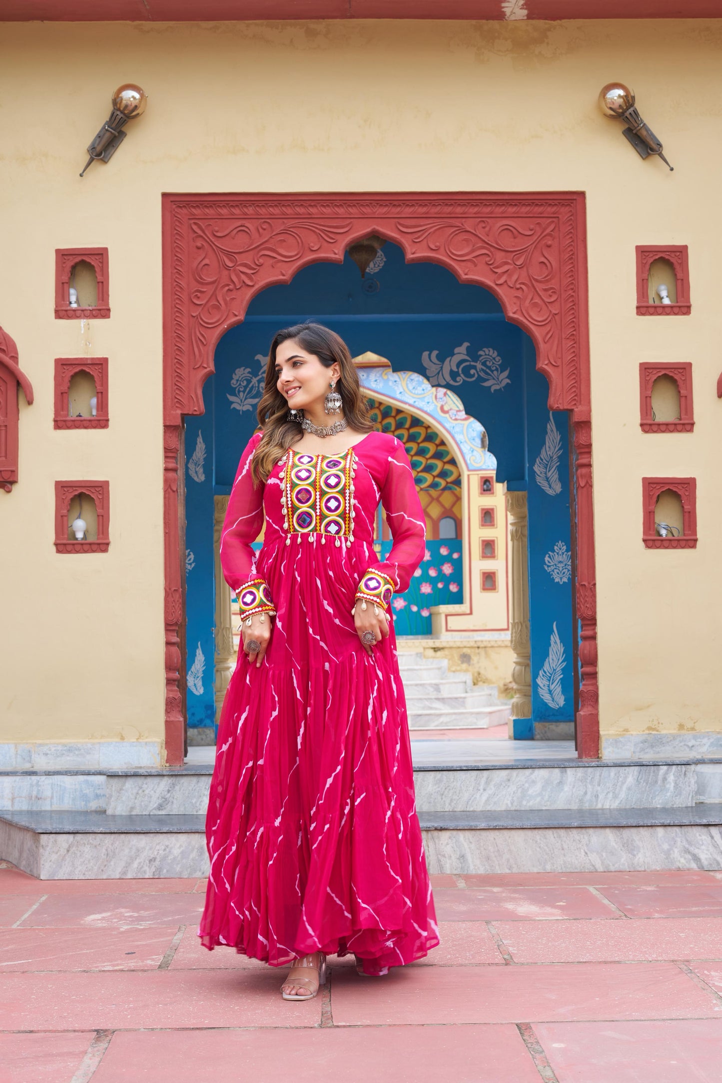✨ New Arrival – Laheriya Print Kutchi Patchwork Gown ✨