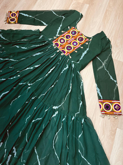 ✨ New Arrival – Laheriya Print Kutchi Patchwork Gown ✨