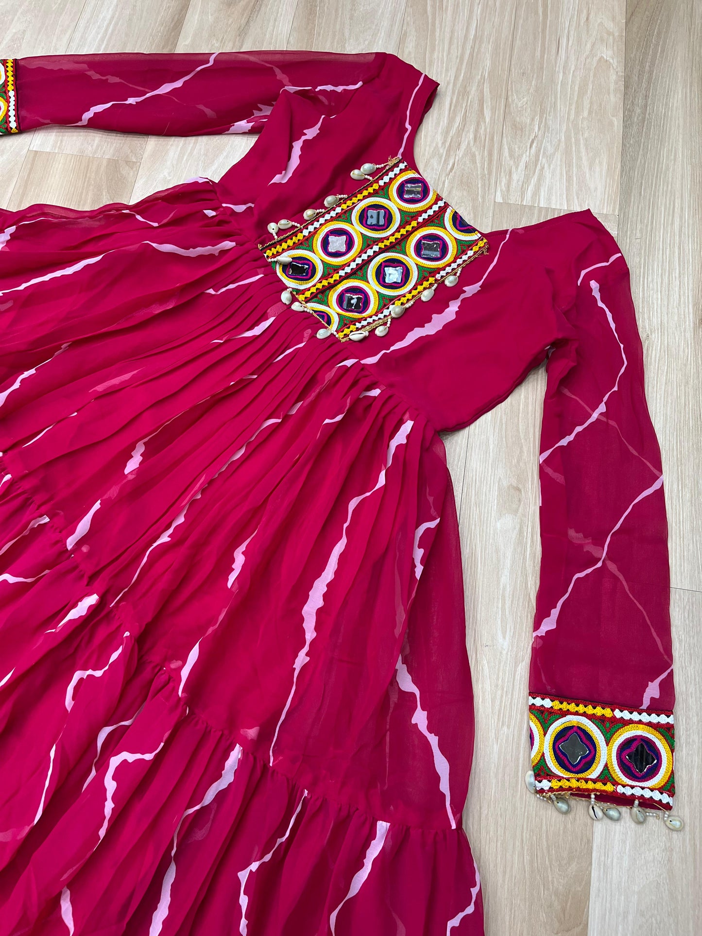 ✨ New Arrival – Laheriya Print Kutchi Patchwork Gown ✨