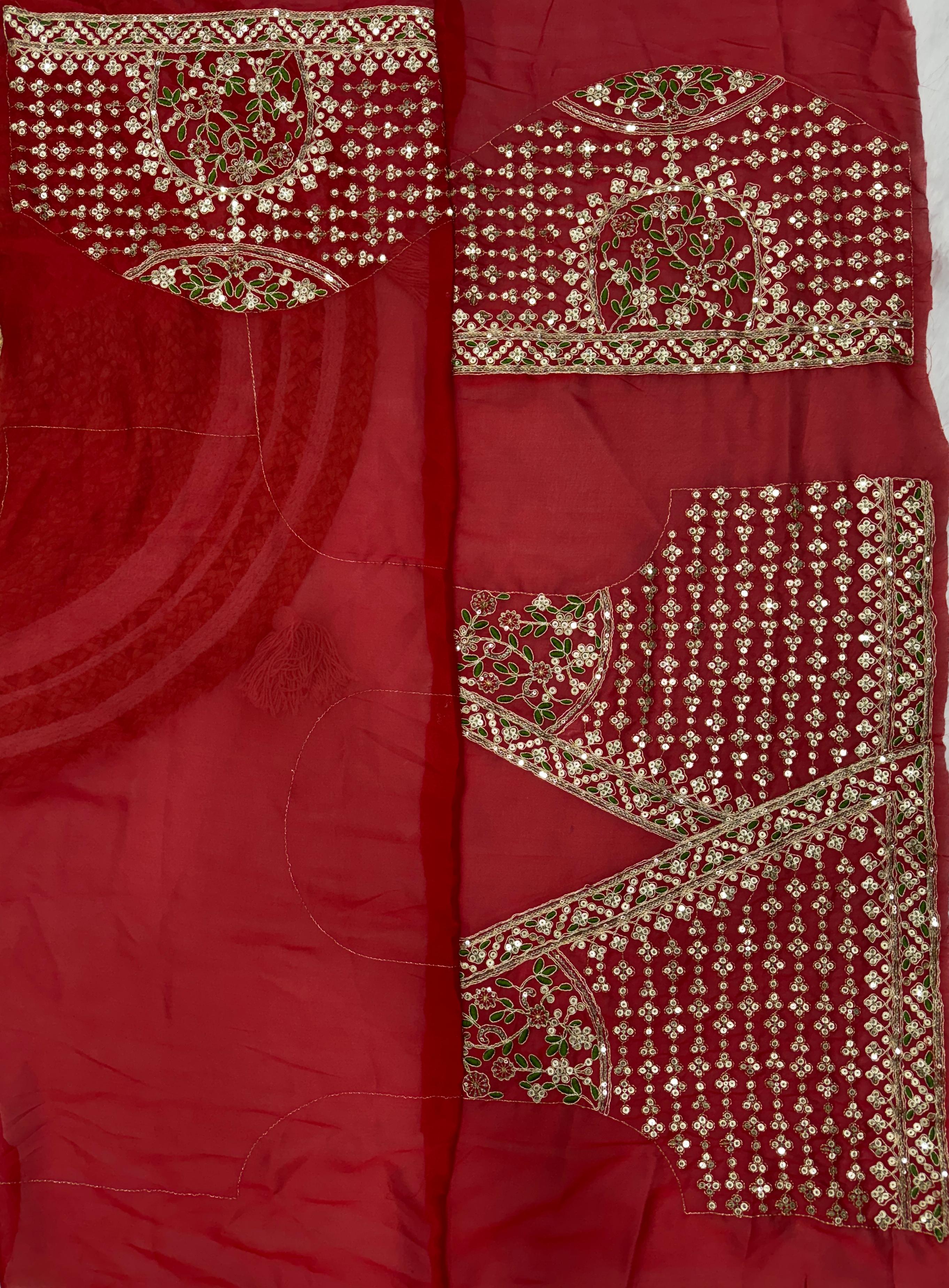 Close-Up of Sequins Work and Lace Border