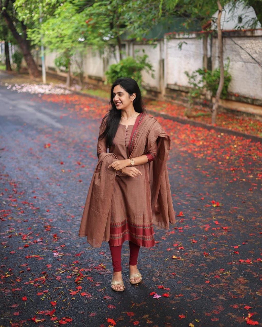Traditional South Indian Design Kanchi Cotton Kurti Set