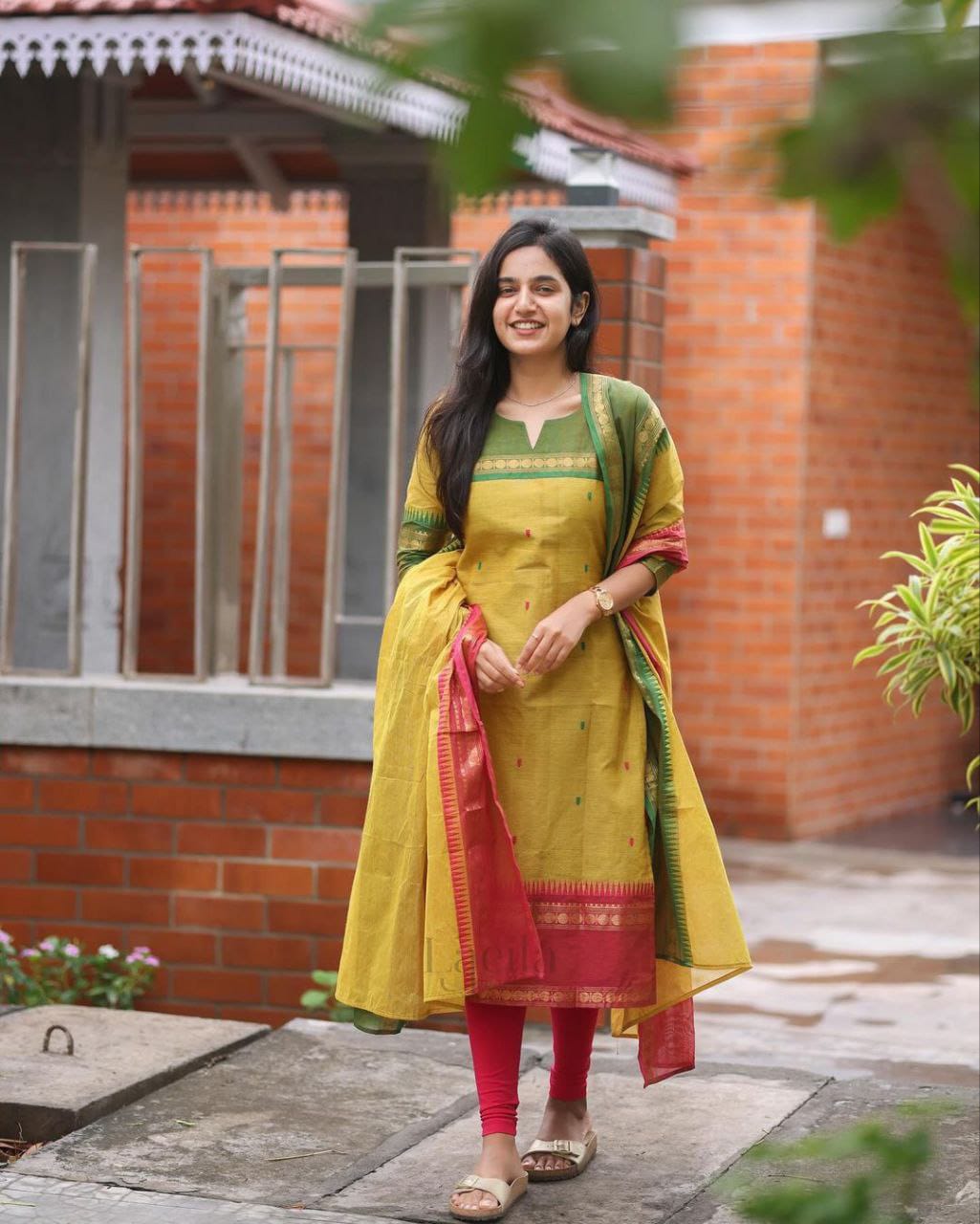 Kanchi Cotton Suit Set with Jacquard Dupatta