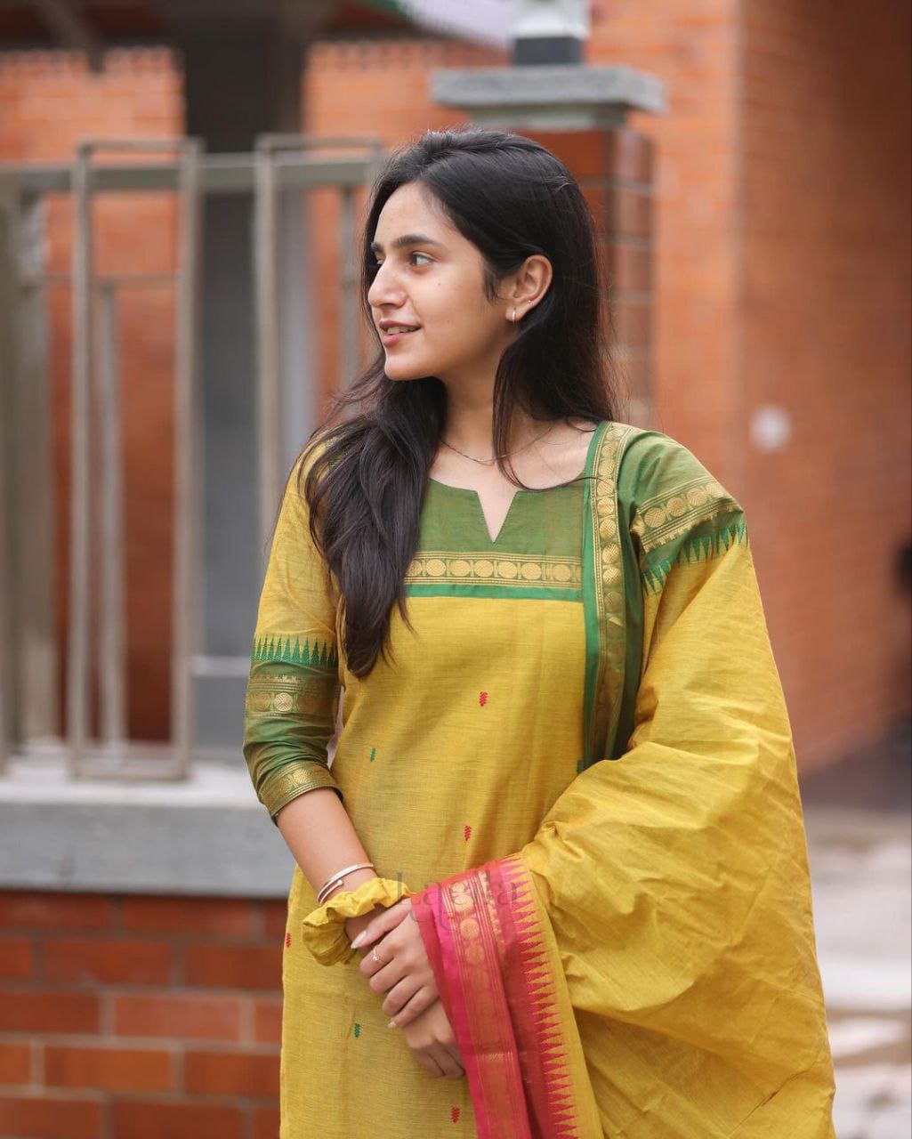 Kanchi Cotton Suit Set with Jacquard Dupatta