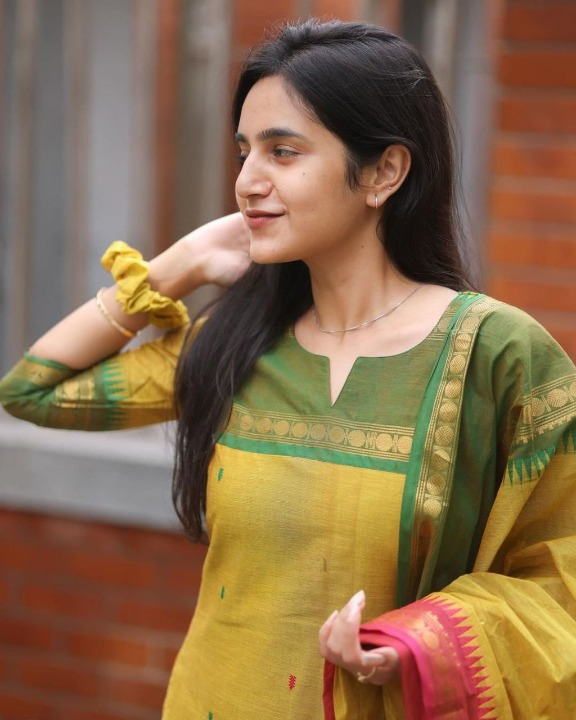 Kanchi Cotton Suit Set with Jacquard Dupatta