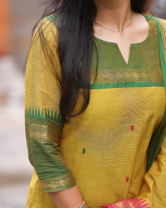 Kanchi Cotton Suit Set with Jacquard Dupatta