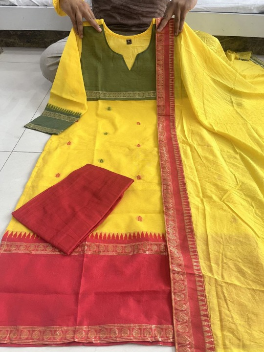 Elegant Kanchi Cotton Suit with Hand Zari Work