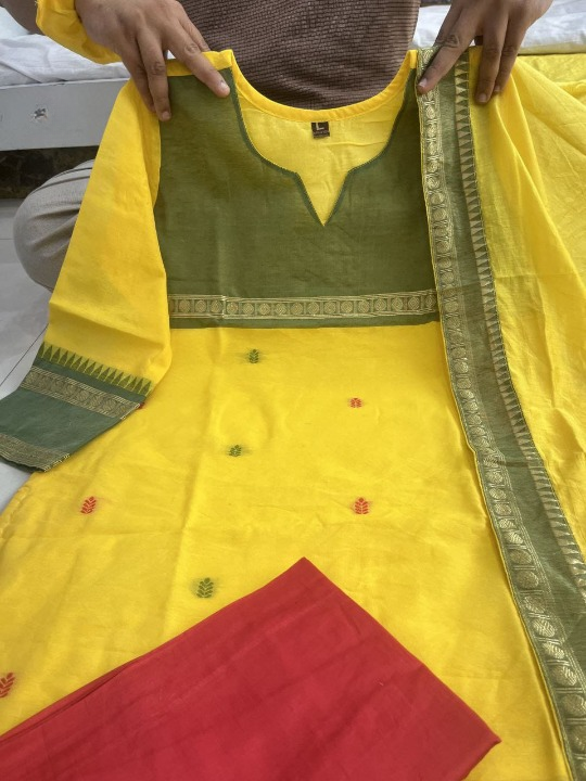 Elegant Kanchi Cotton Suit with Hand Zari Work