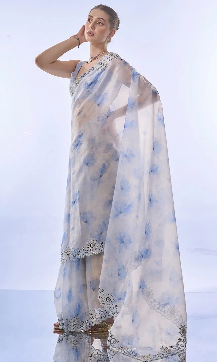 Designer Party Wear Silk Saree Look
