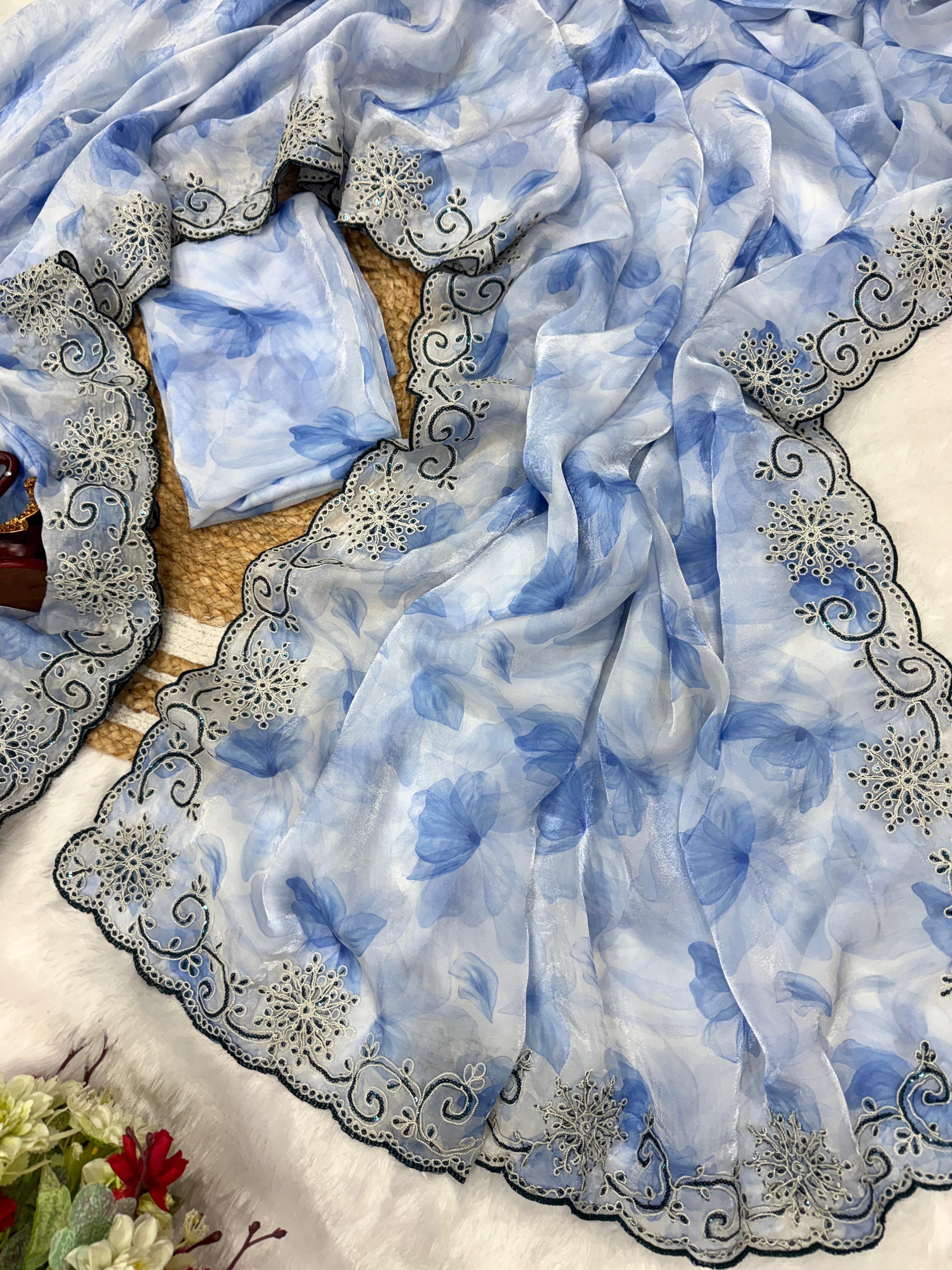 Designer Party Wear Silk Saree Look