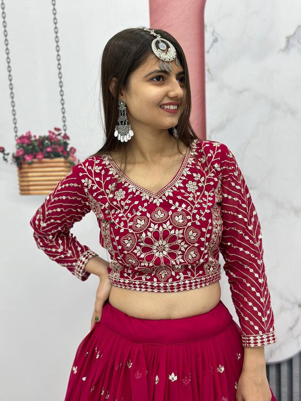 Designer Embroidered Fox Georgette Lehenga Choli