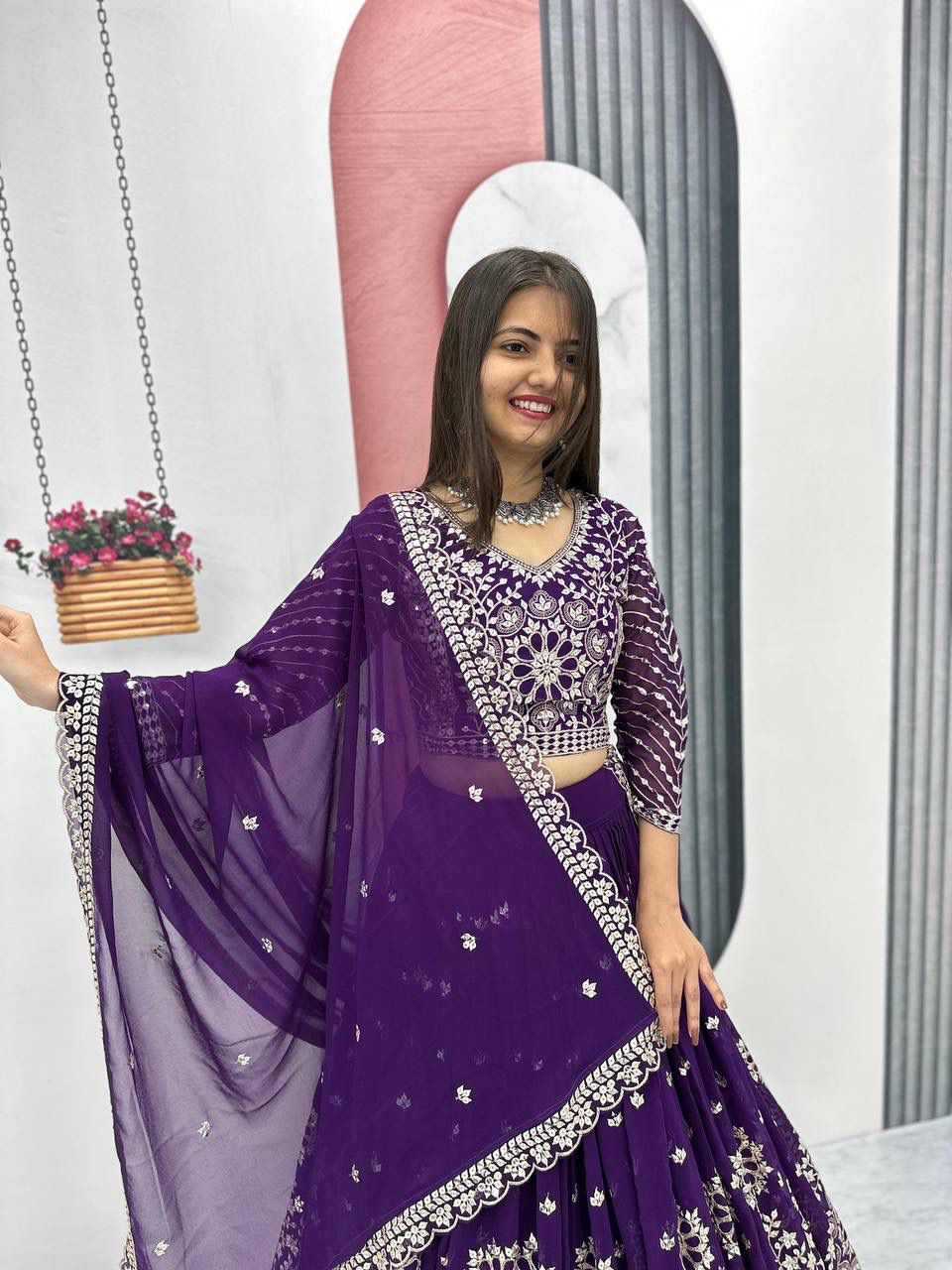 Elegant Fox Georgette Dupatta with Heavy Embroidery