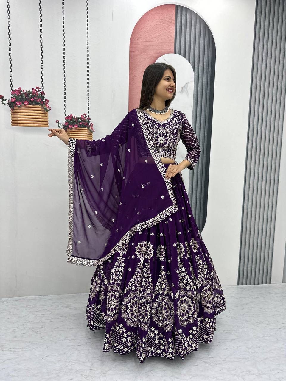 Elegant Fox Georgette Dupatta with Heavy Embroidery