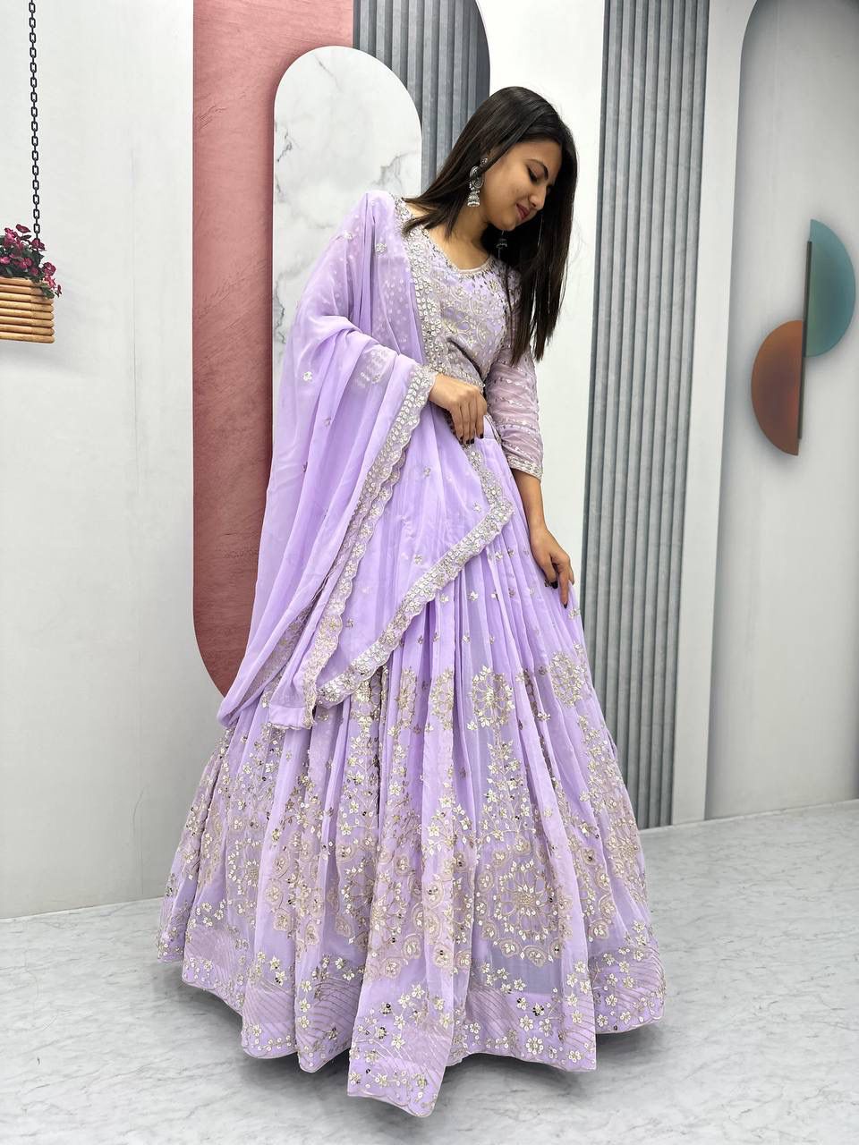 Elegant Fox Georgette Dupatta with Heavy Embroidery