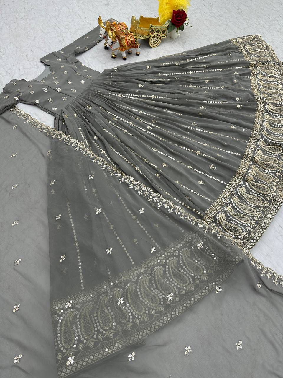 Heavy Embroidery Gown with Cotton Inner by Her Highness Fashion